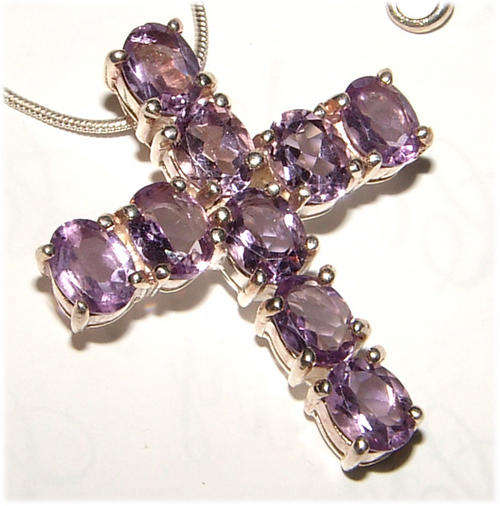 ***HIGHT VALUE ITEM!!*** 10.8cts GENUINE AMETHYST STERLING SILVER CROSS PENDANT!!
