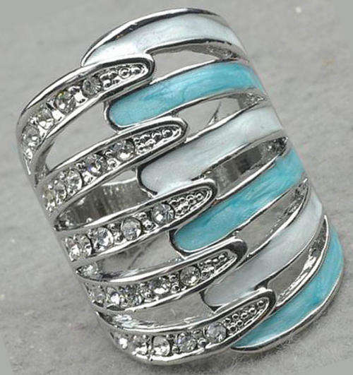 BEAUTIFUL RHINESTONE AND ENAMELLING DRESS RING - ***NEW***!