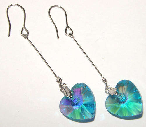 ***NEW!*** BEAUTIFUL ALPACA SILVER CRYSTAL DANGLING  EARRINGS!!!