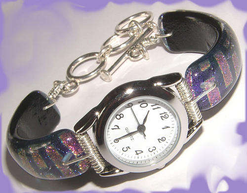 UNIQUE DICHROIC FUSED GLASS JEWELLERY - BEAUTIFUL  WATCH!