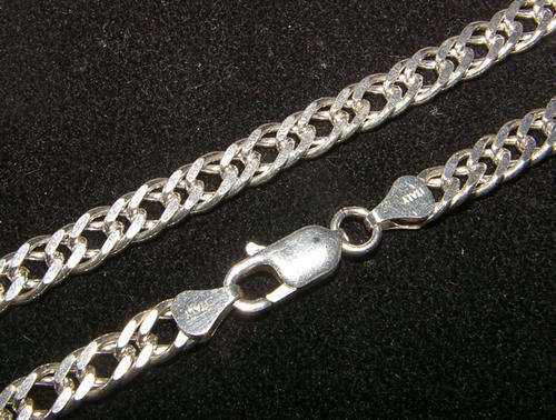 **ITALY!** Heavy Guage! Solid Sterling Silver FANCY ITALIAN Double Curb Link Bracelet!