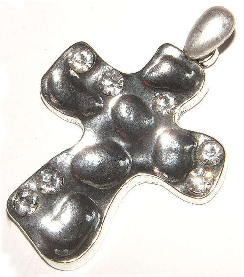 ***NEW!!!!*** STUNNING HAMMERED SILVER CROSS ENHANCER WITH OPENING BAIL!