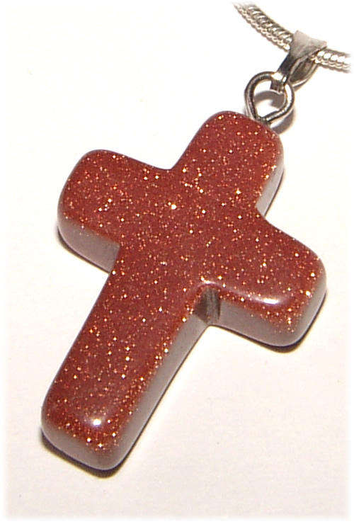 STUNNING NATURAL SUNSTONE GEMSTONE CROSS PENDANT!!