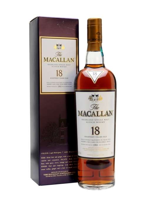 Macallan Sherry Oak 18 Year Old Whisky 1993 Vintage