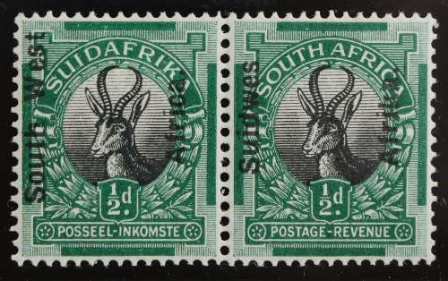 SACC 67:S.W.A.1927, L.P.of S.A.Overpr. Eng on Afr and Afr on Eng stamps.½d  black and green pr. MH.