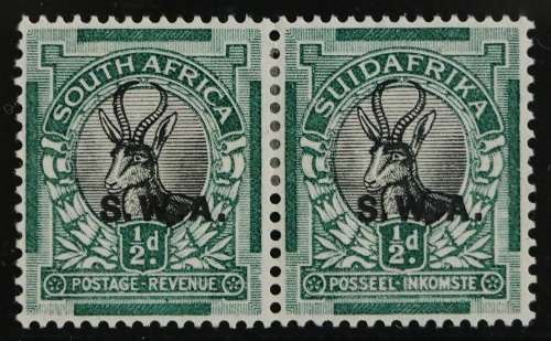 SACC 93: S.W.A. 1930. Roto Print. of S.A. ½d black and green pr. Overprinted `S.W.A.` MH.