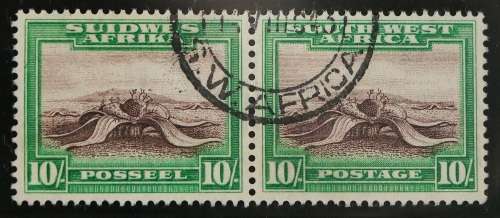 SACC 113: 1931. 1st Pictorials of S.W.A. 10s Welwitschia Plant used pr. Wmk. Multiple Springbok Head