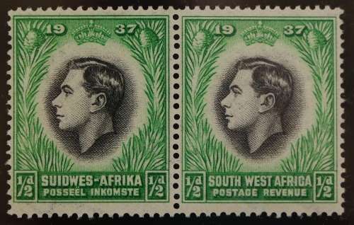 SACC 124-131: S.W.A.1937.Coronation of  K.G. VI. Set of 8 pairs from ½d - 1s. All M(NH) except 3d MH