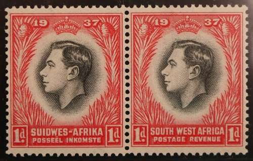 SACC 124-131: S.W.A.1937.Coronation of  K.G. VI. Set of 8 pairs from ½d - 1s. All M(NH) except 3d MH