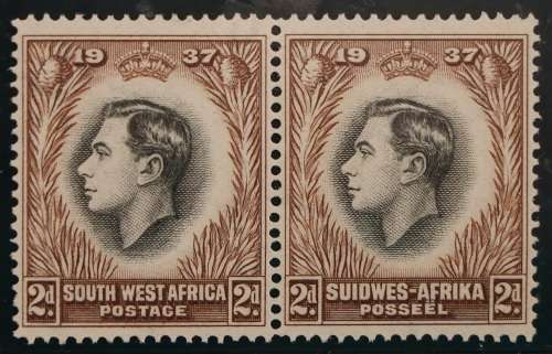 SACC 124-131: S.W.A.1937.Coronation of  K.G. VI. Set of 8 pairs from ½d - 1s. All M(NH) except 3d MH