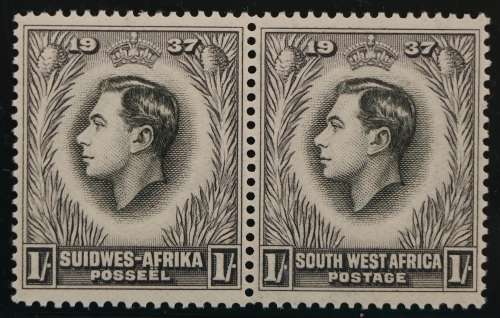 SACC 124-131: S.W.A.1937.Coronation of  K.G. VI. Set of 8 pairs from ½d - 1s. All M(NH) except 3d MH