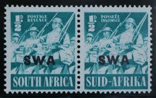 SACC 141and141a:S.W.A. Large War iss. of S.A overp. `S W A.` ½d green pr. and ½d bluish-green pr.