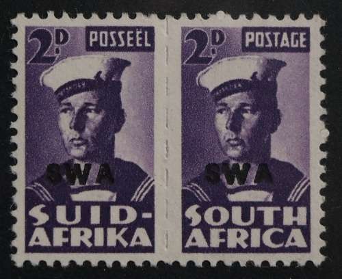 SACC 152a:S.W.A..Reduced W.E. of S.A.Overp `SWA` 2d red. viol. pr.Almost MNH, nearly invicible mark.