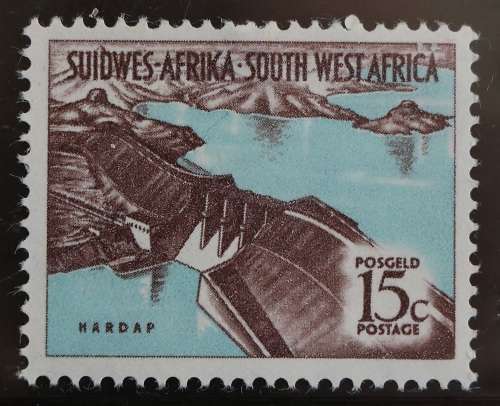 SACC 210:S.W.A. 1961. 1st Decimal Def. Issue of SWA. 15c Hardap Dam. M(NH). Coat of Arms.
