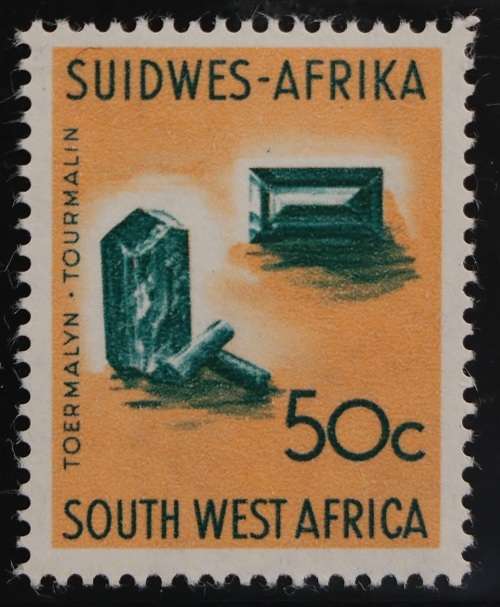 SACC 212:S.W.A. 1961. 1st Dec. Def. issue of S.W.A. 50c Tourmaline. M(NH). Wmk. Coat of Arms.
