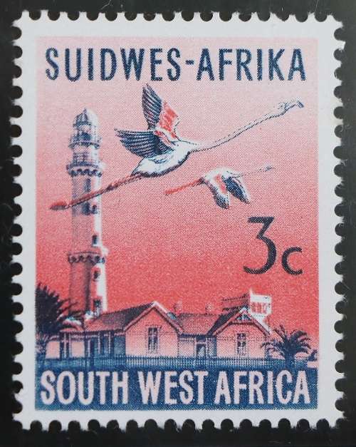 SACC 204c:S.W.A.1st Dec. Def. iss.Group IV. 3c Swakopmund L.H. Swiss paper.Wmk. R.S.A tête-bêche.MNH