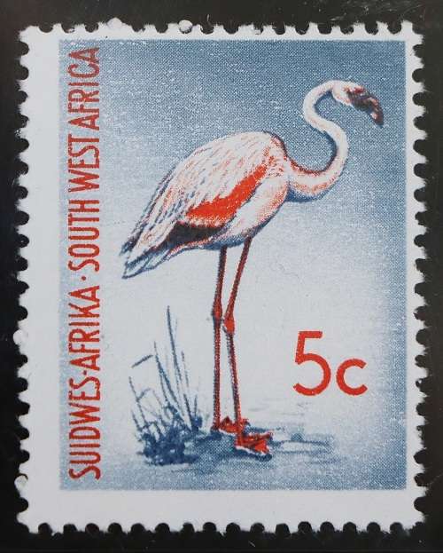 SACC 206d:S.W.A.1st Dec. Def. iss.Group V. 5c Flamingo. Harrison paper.Wmk. R.S.A tête-bêche. MNH.