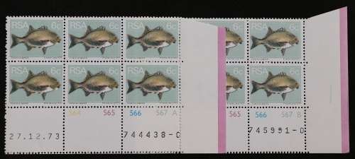 SACC 364:2nd Def. iss. 6c: 4 Contr. Blks. A and B,diff. dates. Cyl. No. 564-567. MNH