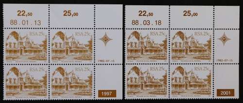 SACC 624:526-526b:527-527a:4th Def. Iss. 16c-25c: 9 Plate Blks,Diff.Dates, Cyl. Nos.MNH.