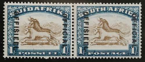 SACC 17:OFF of S.A.1930-47.1s br. and blue pr.(on Roto 49a) Dist betw. overpr.19mm nearly MNH.
