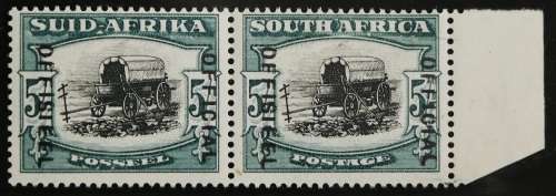 SACC 33: OFF of S.A. 1935-50. 5s black +gr. pr. with left margin. (on 1st Hyph. Iss. 62) MNH.