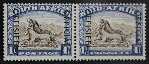 SACC 46a: OFF of S.A. 1950-54. Var. 1s blackish br. + ultram. pr.(Overp. on SACC 119a)MH.