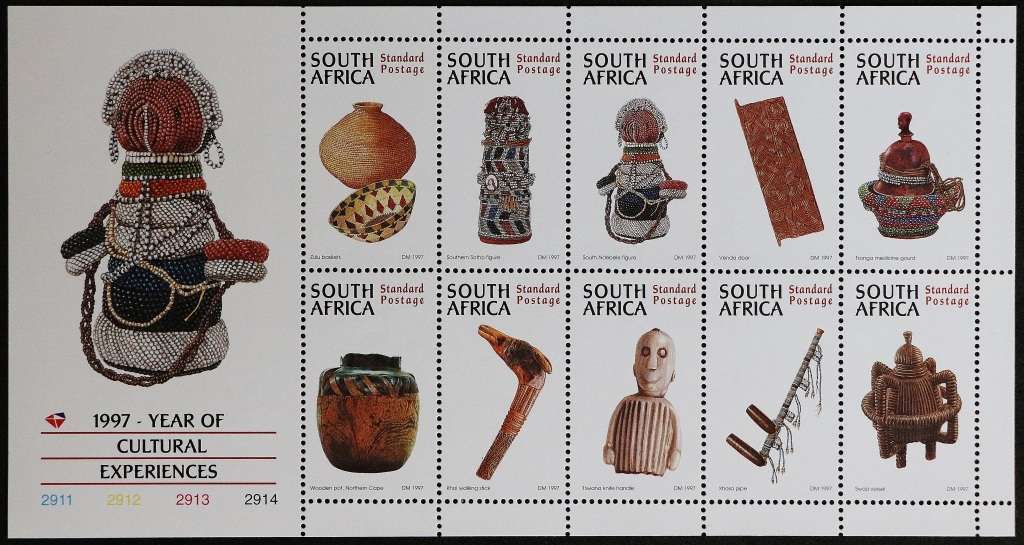 SACC 1030: 1997. Year of Cultural Exper. Sheetlet of 10, Cyl. Nos. 2911 - 2914. MNH