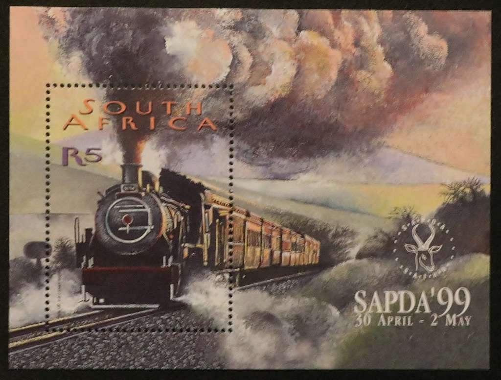 SACC 1195: 1999. SAPDA 1999. Miniature Sheet. R5.00 Class 19D 4-8-2 S.E. No Watermark. MNH.