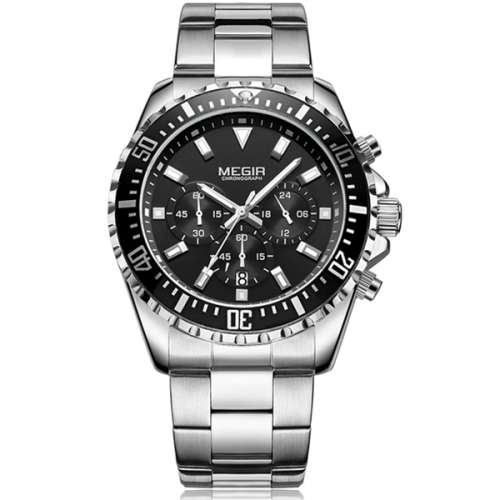 **LOCAL STOCK** MEGIR 2064 SILVER MENS CHRONOGRAPH WATCH