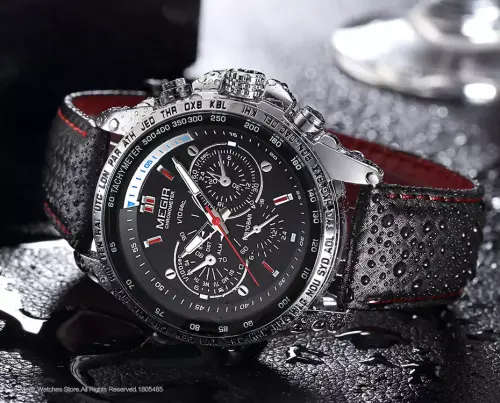 MEGIR 1010 MENS LEATHER WRIST WATCH WITH WATCH BOX