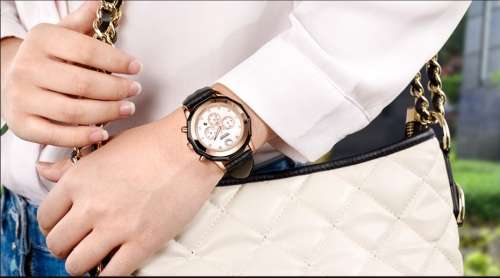 **LOW SHIPPING** MEGIR 2042 WOMENS CHRONOGRAPH LEATHER WATCH WITH WATCH BOX