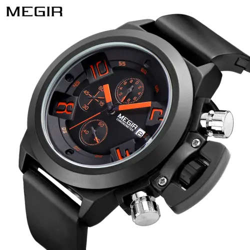 **LOWEST SHIPPING** MEGIR Men's Casual Quartz 3D Engraved Dial Watch
