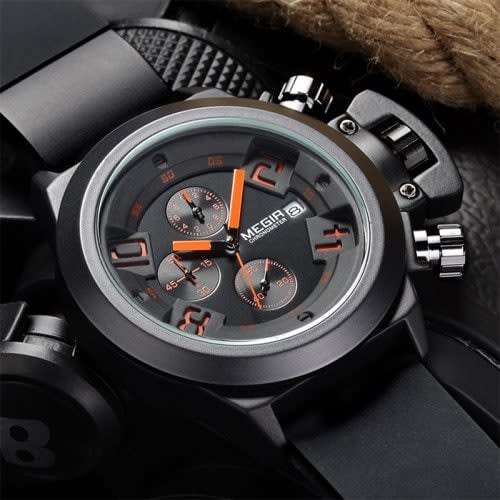 **LOWEST SHIPPING** MEGIR Men's Casual Quartz 3D Engraved Dial Watch