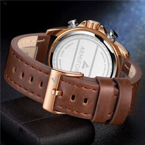 **LOWEST SHIPPING** ARMIFORCE GENUINE LEATHER CHRONOGRAPH MENS WATCH