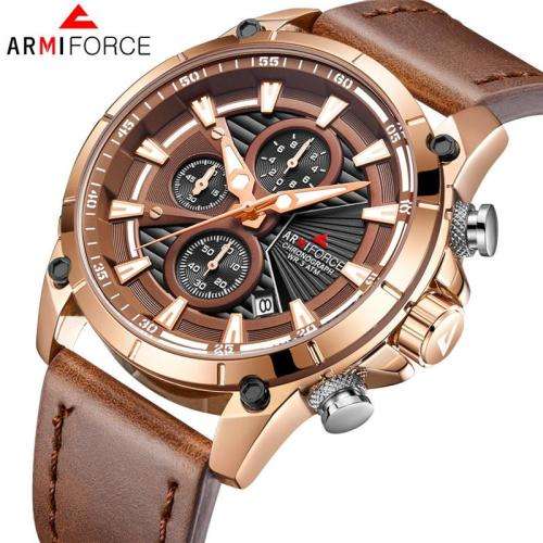 **LOWEST SHIPPING** ARMIFORCE GENUINE LEATHER CHRONOGRAPH MENS WATCH