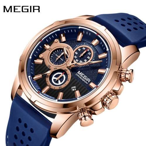 MEGIR - Mens Blue Fully Functional Chronograph Watch