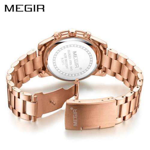 MEGIR WOMENS FULLY FUNCTIONAL ROSE GOLD CHRONOGRAPH WATCH