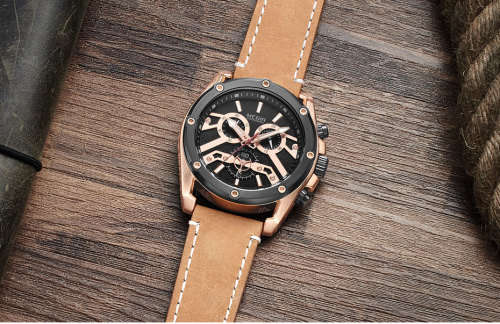 **BLACK FRIDAY** MEGIR MENS FULLY FUNCTIONAL CHRONOGRAPH LEATHER WATCH