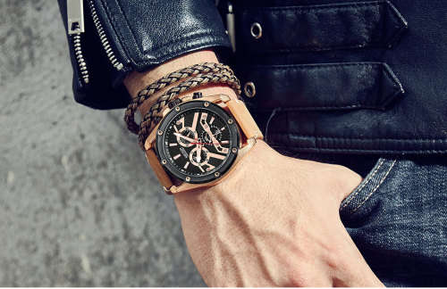 **BLACK FRIDAY** MEGIR MENS FULLY FUNCTIONAL CHRONOGRAPH LEATHER WATCH