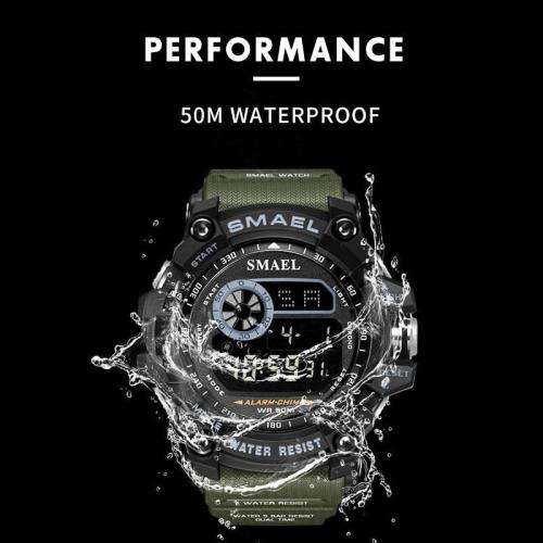 Smael 8010 Mens Green 50M Waterproof Sport Watch