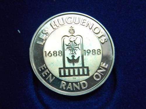 South Africa 1988 Huguenots Proof Silver R1 In Original SA Mint Box As Issued - Stunning Toning