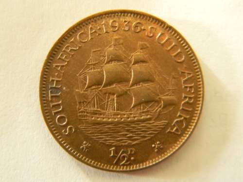 South Africa 1936 Half Penny - Excellent ! Scarce in Quality !