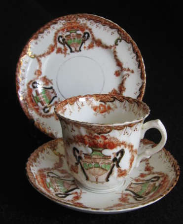 Ultra Rare ! Victorian WM Hudson of Sutherland Imari Tea Trio. Circa 1900