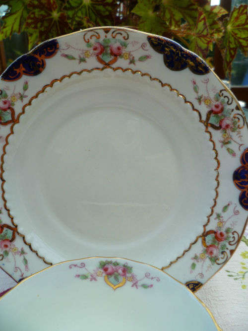 Ultra Rare : Victorian Samuel Radford Cobalt Blue & Gold Imari Tea Trio  C.1880 - 1890