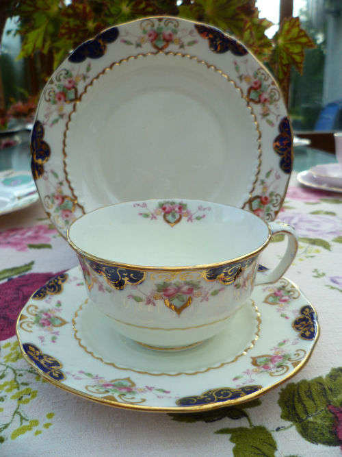 Ultra Rare : Victorian Samuel Radford Cobalt Blue & Gold Imari Tea Trio  C.1880 - 1890