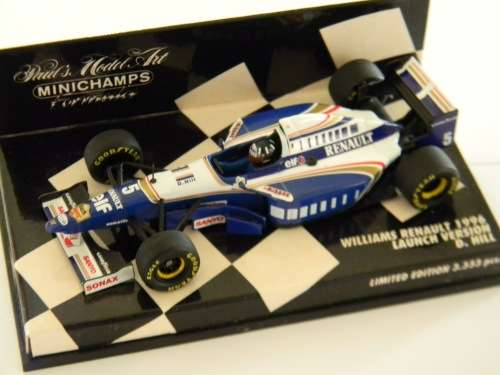 Vintage pre year 2000 Minichamps Scale 1:43 F1 Williams Renault 1996 D. Hill RARE ! Pristine in BOX