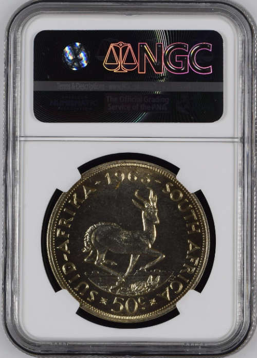 South Africa Silver 1963 Crown / 50 cent NGC Graded PL65