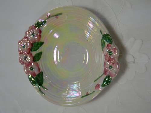 Stunning Maling Hand Painted Rainbow Lustre Glazed Snack Dish 1955 - Blossom