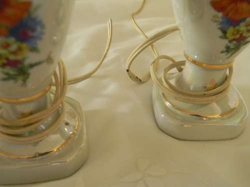 Stunning Pair of Limoges French Porcelain Children's bedroom Lamps