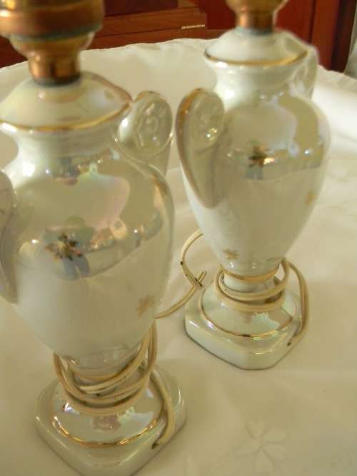 Stunning Pair of Limoges French Porcelain Children's bedroom Lamps